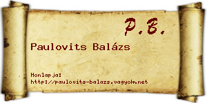 Paulovits Balázs névjegykártya