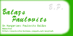 balazs paulovits business card